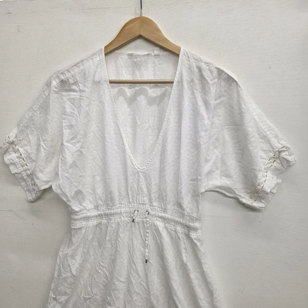 Athleta Cover Up Dress Size Small Women's Off White Crochet Trim Cotton Summer